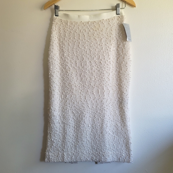 Dress The Population, Boucle Pencil Skirt, Ivory, Cream, Size Medium - Picture 2 of 7